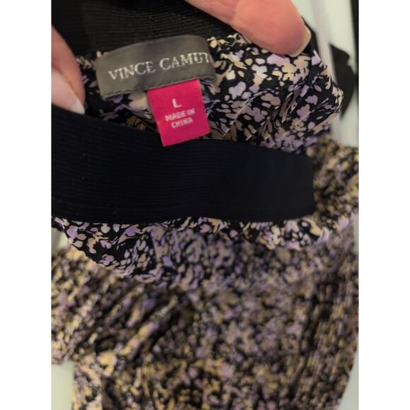 Vince Camuto Women's Pleated Midi Skirt Black with Floral Pattern Size L - Picture 3 of 6